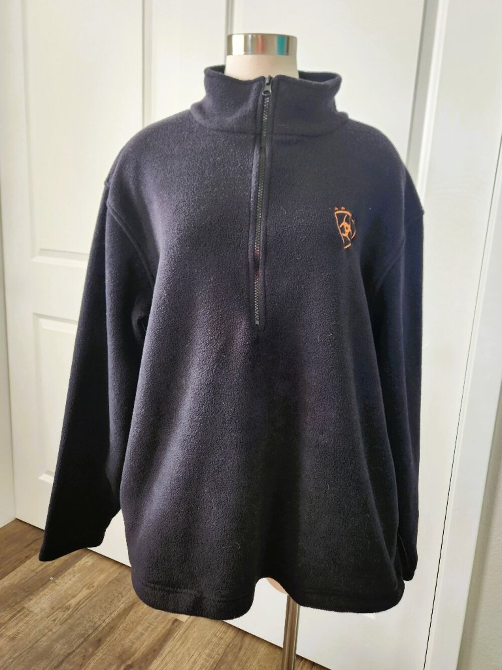 Ariat Fleece Quarter Zip Pullover Women's Large Black Western Equestrian